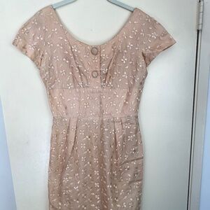 Beautiful 1950s Vintage Mad Men Champagne Cocktail Dress